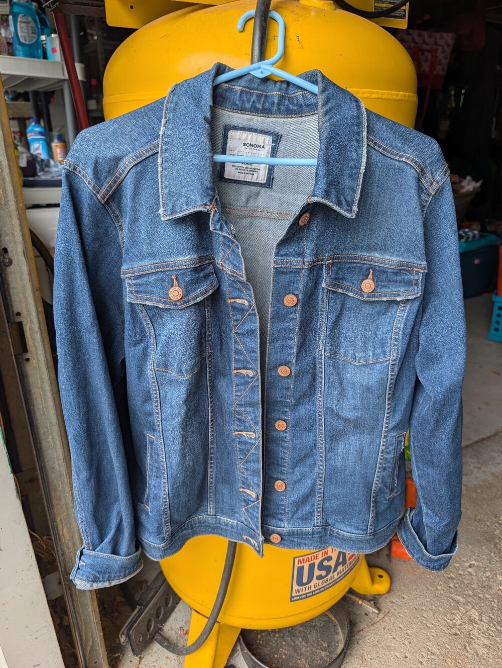 Sonoma Medium Blue Denim Jacket with Copper-Tone Buttons Size XXL
